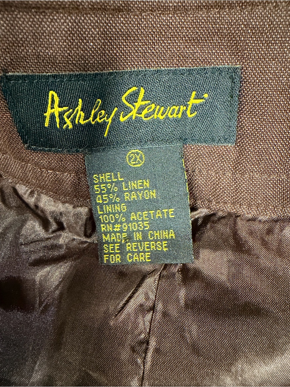 Ashley Stewart 2X Brown Linen Blend Pleated Midi Skirt Side Zip Plus Size - Picture 4 of 5